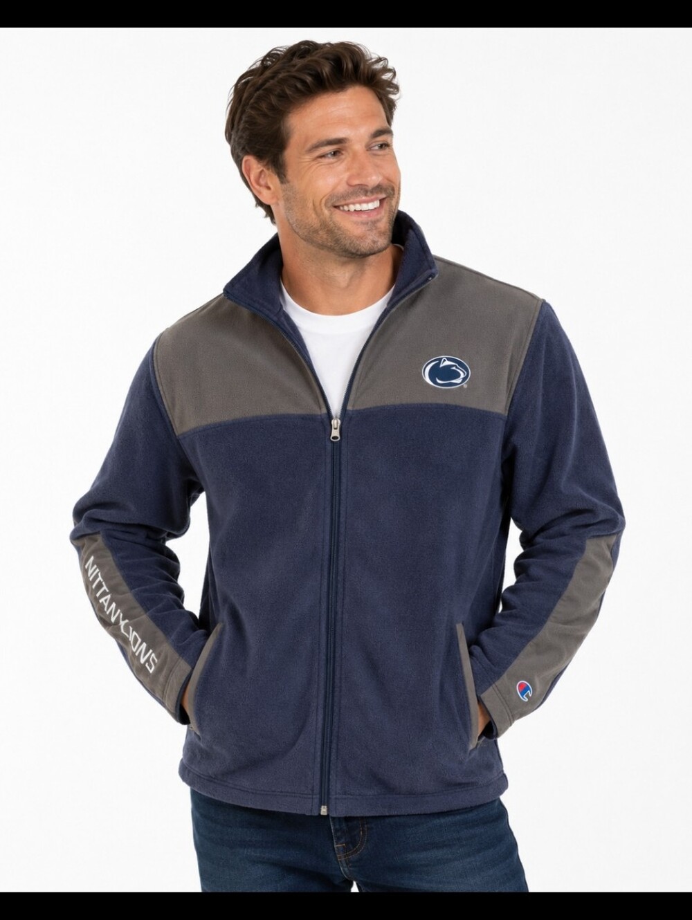 Penn State Nittany Lions Full Zip Warm Fleece Jacket Men’s 2XL Blue Champion Fan